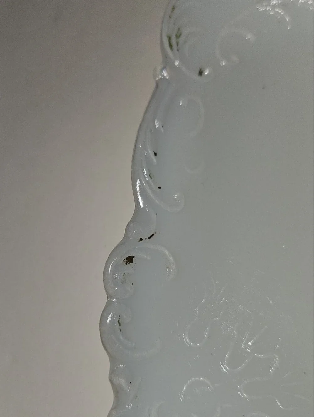 Ornate White Glass Rectangular Serving Tray